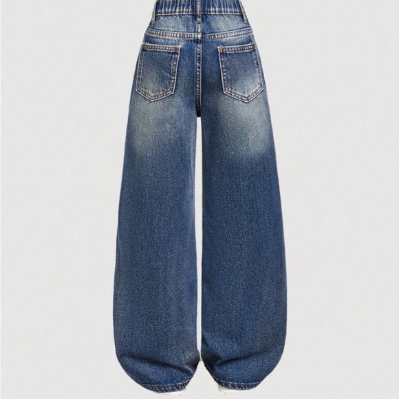 Kids SHEIN Distressed Dark Denim Jeans button & zipper size 12Y Comfortable - Picture 2 of 6